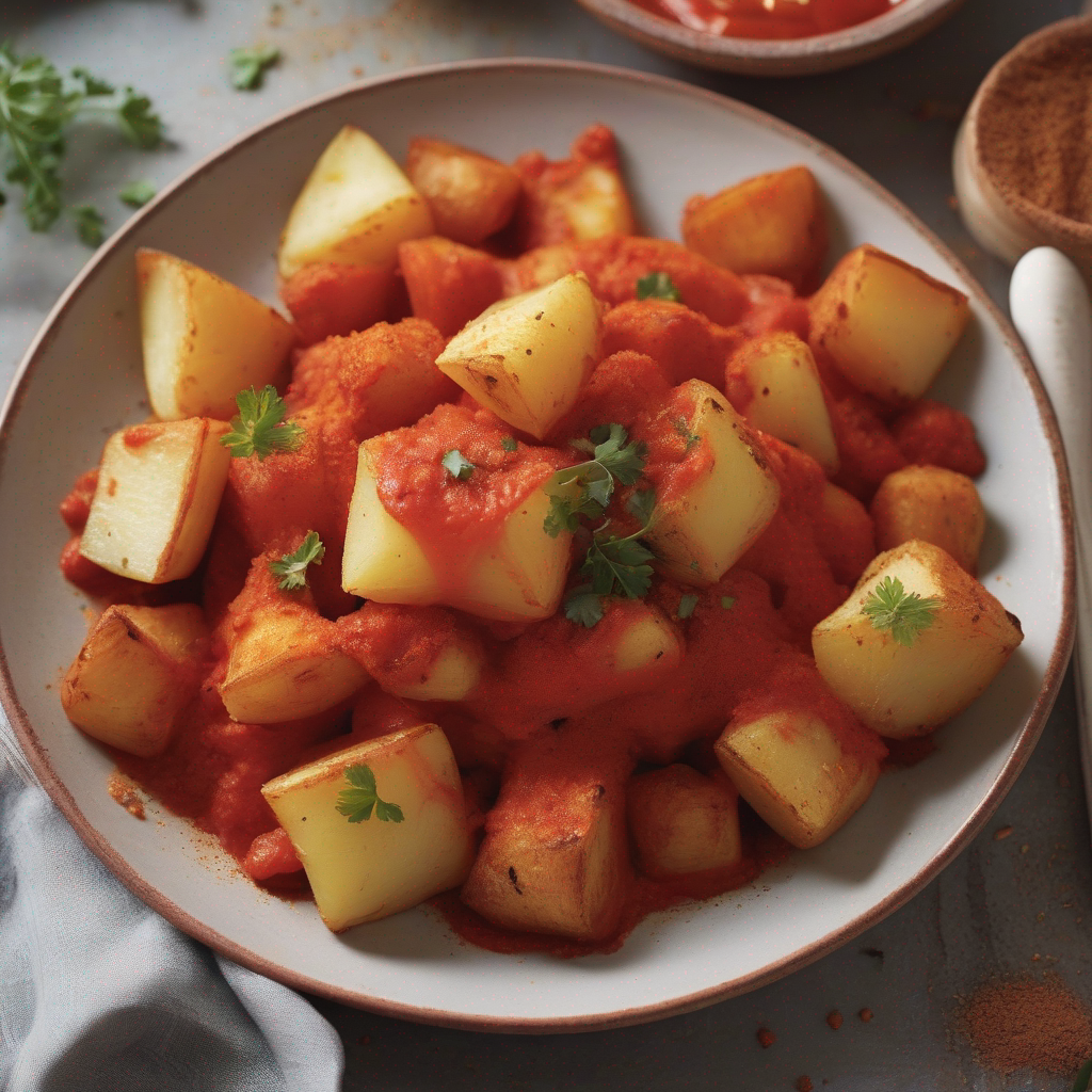 Spanische Patatas Bravas mit feurigem Paprikapulver